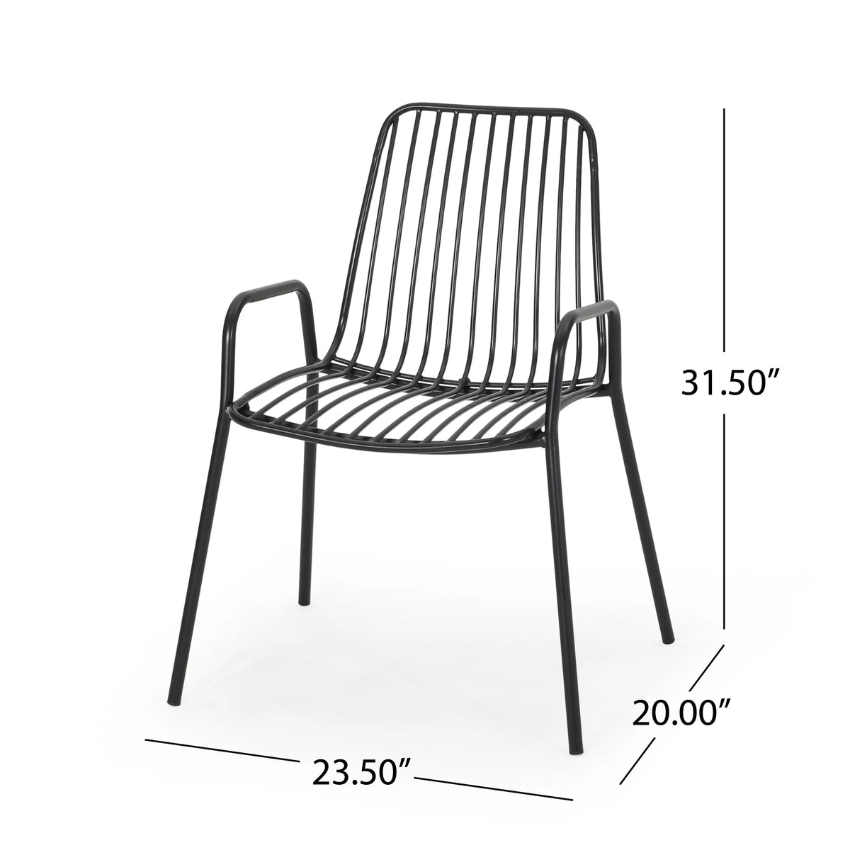 Black Metal Outdoor Club Chairs, Set of 2 C98353
