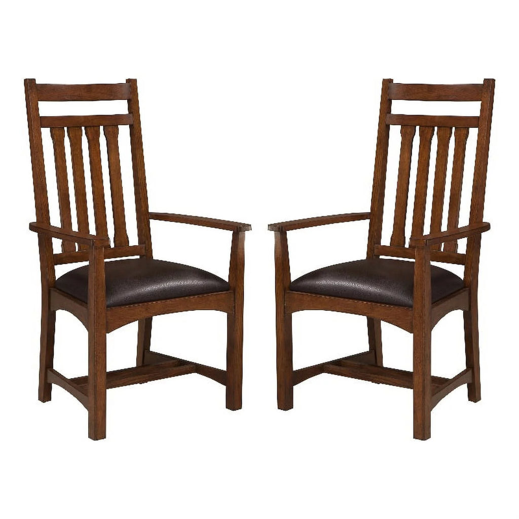 Brown Wood Chair with Narrow Slats Set of 2 A98268