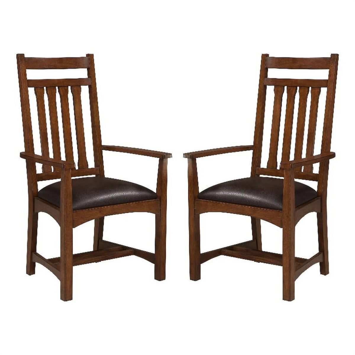 Brown Wood Chair with Narrow Slats Set of 2 A98268