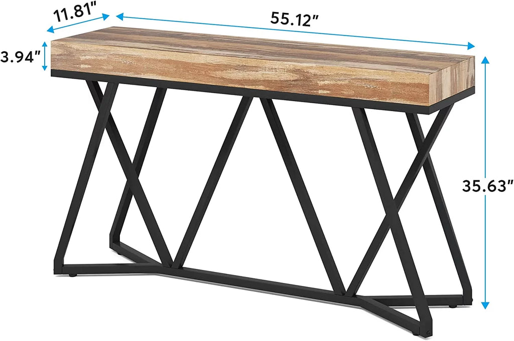 55" Wood Console Table with Metal Base Z7686
