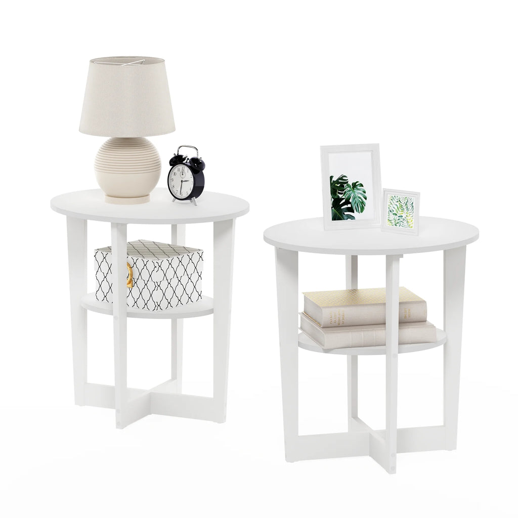 White Oval End Table Set of Two C557017