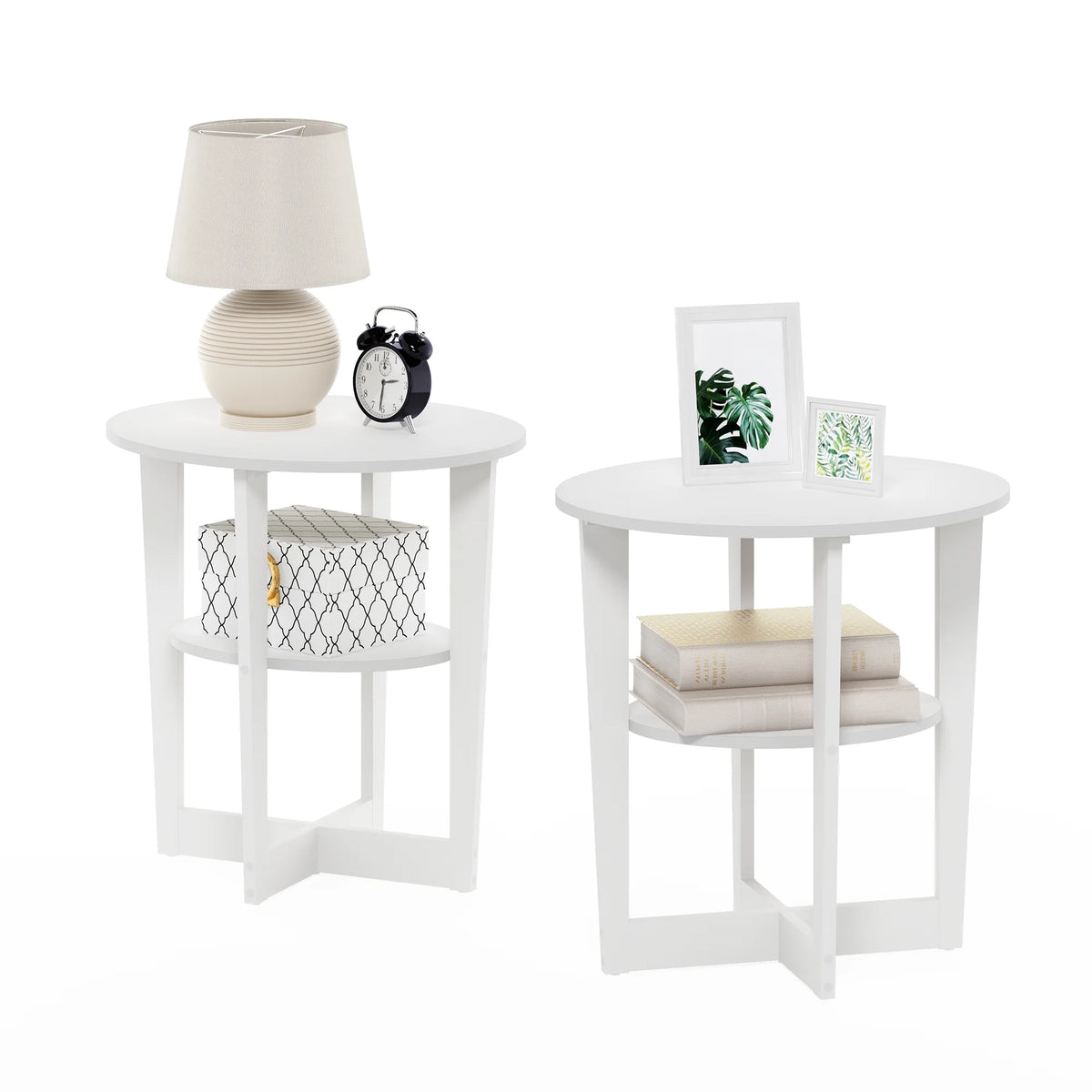 White Oval End Table Set of Two C557017