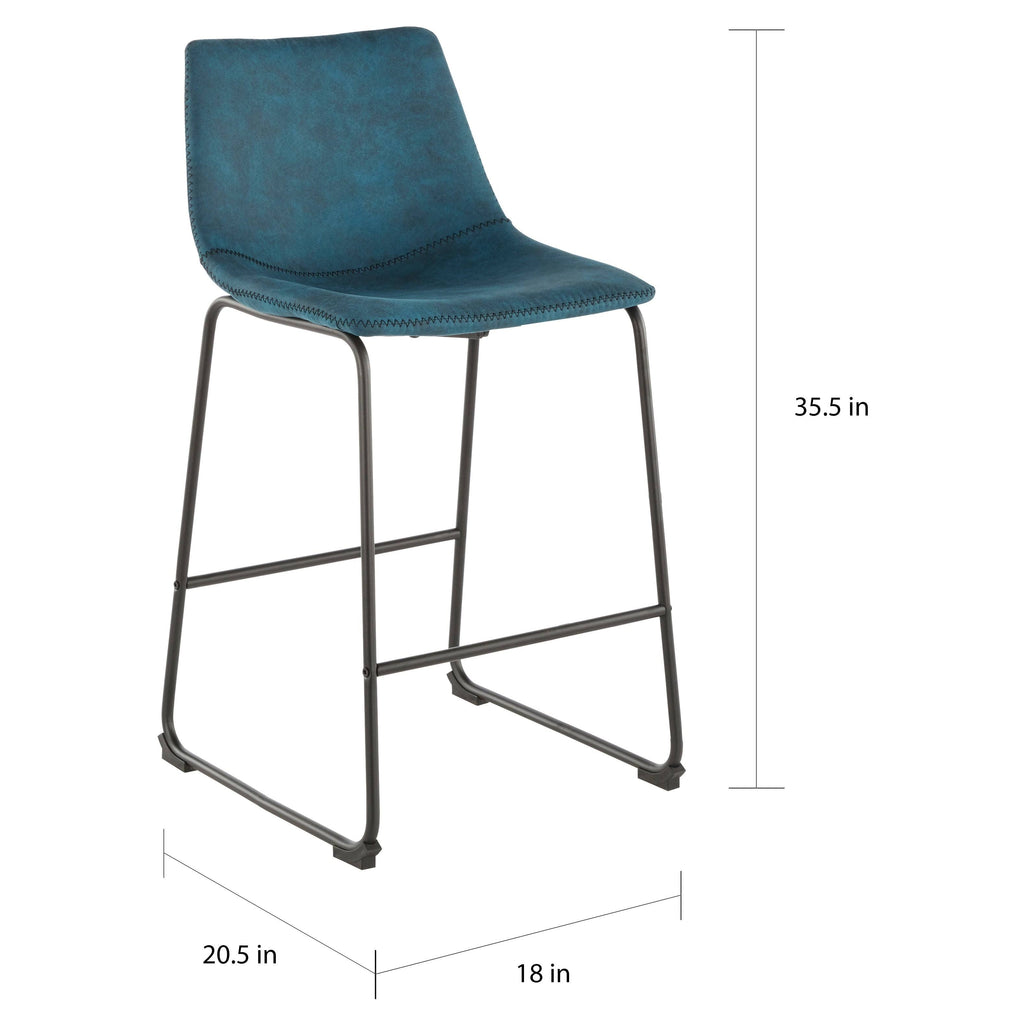 Green Faux Leather Counter Stool Set of 2 G613175