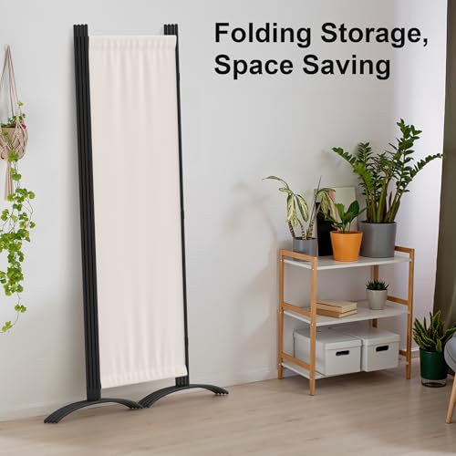 4 Panel Folding Room Divider with 5 Curved Metal Feet White M44254