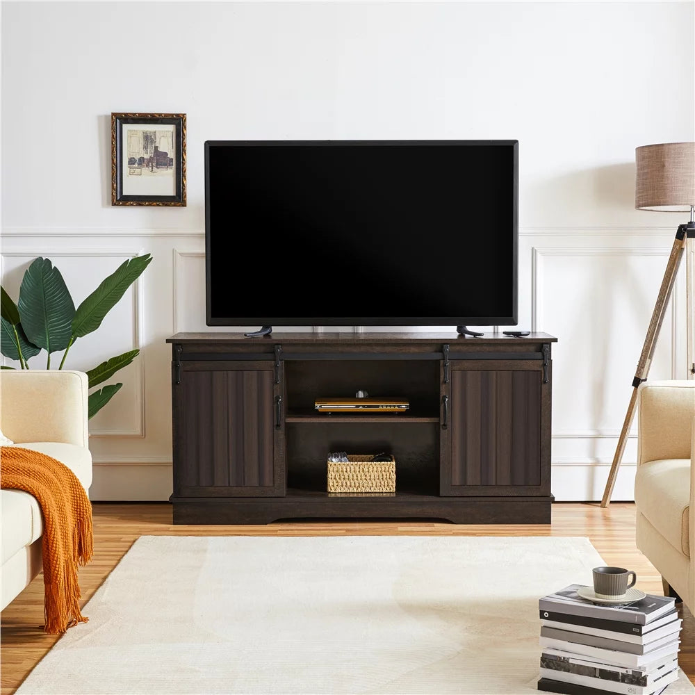 Modern TV Stand with Storage Shelves up to 65 Inch Rustic Brown J681995