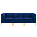 Navy Velvet 3-Seater Sofa O8701