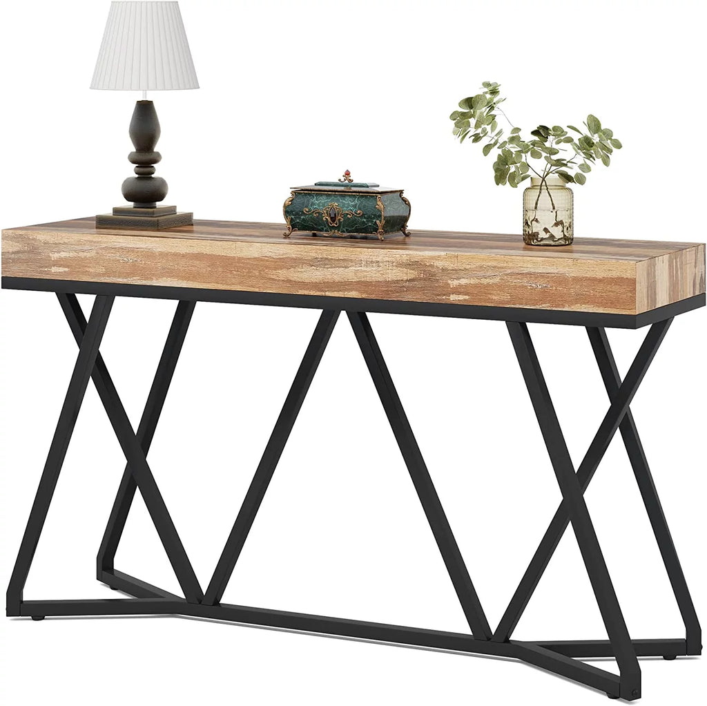 55" Wood Console Table with Metal Base Z7686