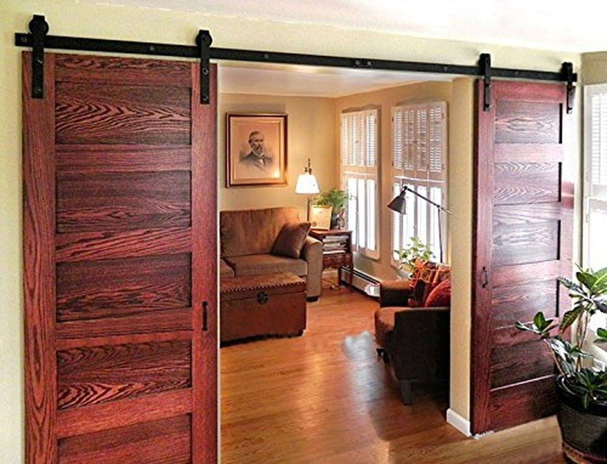 Black Double Sliding Barn Door Hardware E208