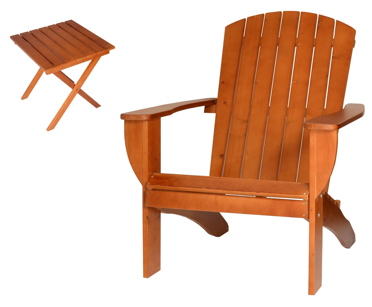 Solid Cedar Adirondack Extra Wide Chair with Bottle Opener and Folding Table U53804