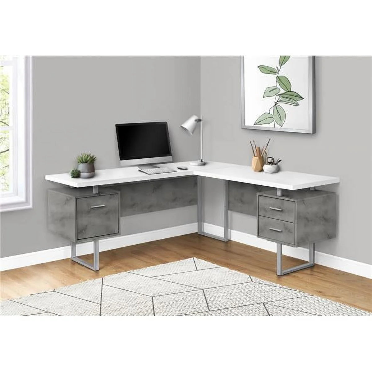 70 in. Left & Right Metal Computer Desk J500113