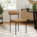 Brown Vegan Leather Dining Chair with Metal Legs Q134791