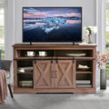 Brown Wood TV Stand with Sliding Barn Door D546