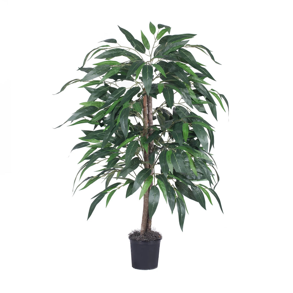 4' Indoor Artificial Mango Tree in Black Plastic Pot G7331