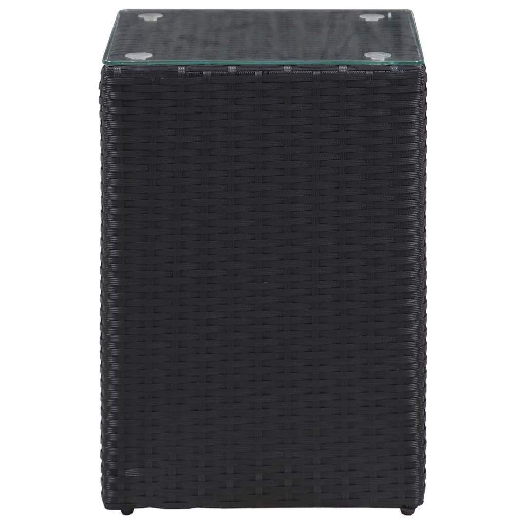 Black Glass Poly Rattan Side Table Z7500