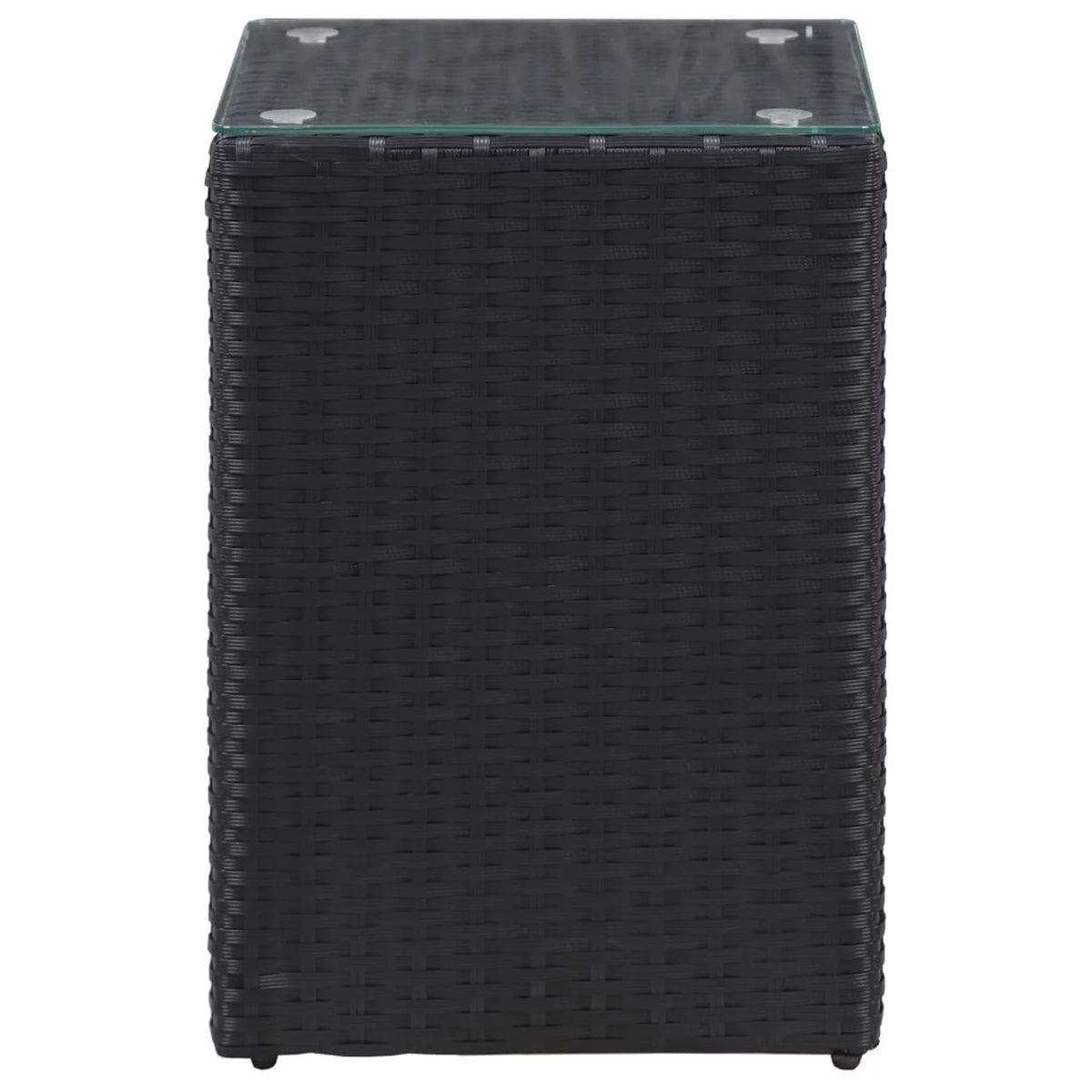 Black Glass Poly Rattan Side Table Z7500