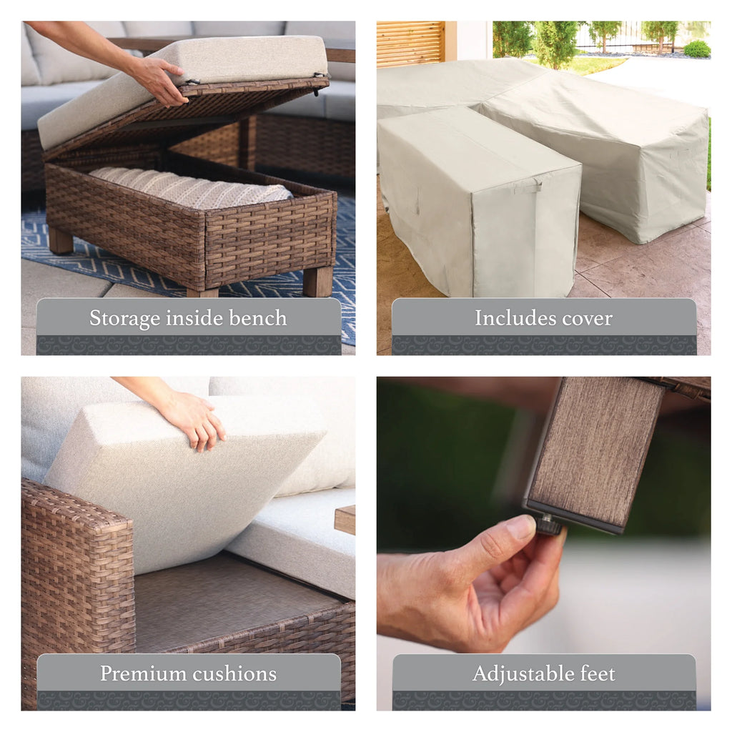 4 Piece Wicker Outdoor Patio Sectional Dining Set Q372289