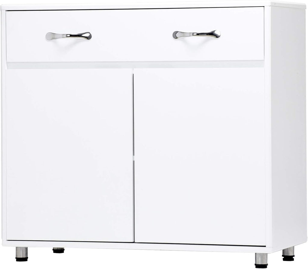 White Console Table with Drawer & Two Shelves F492