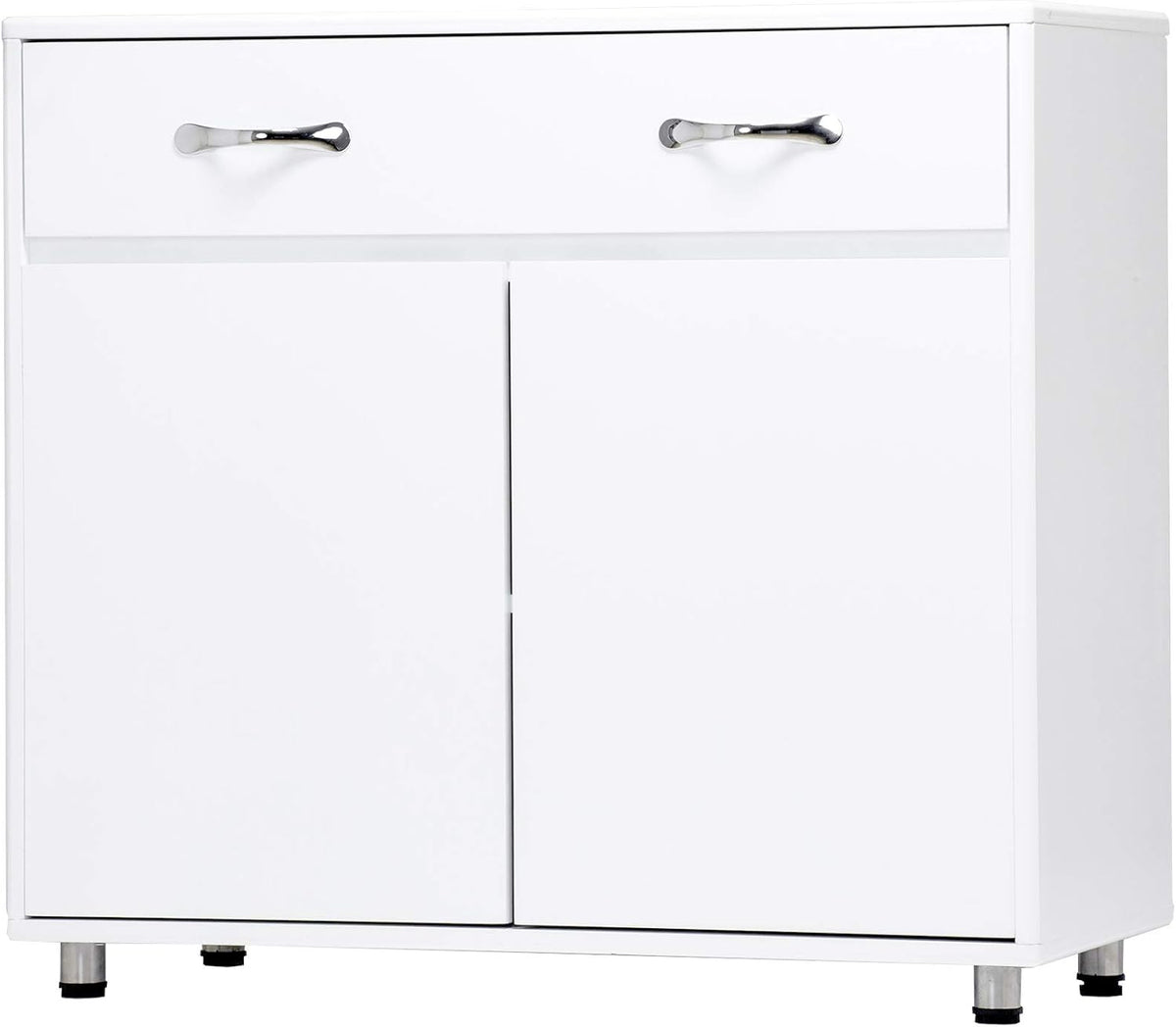 White Console Table with Drawer & Two Shelves F492