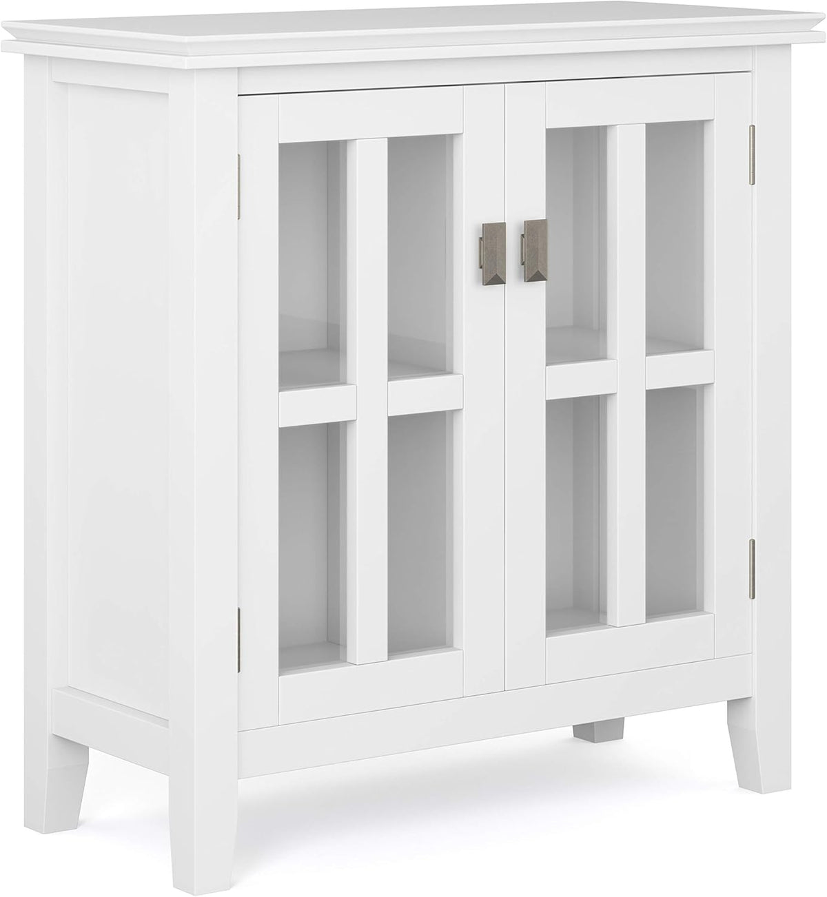 White 30 inch Wide Low Storage Cabinet with 2 Tempered Glass Doors Y401