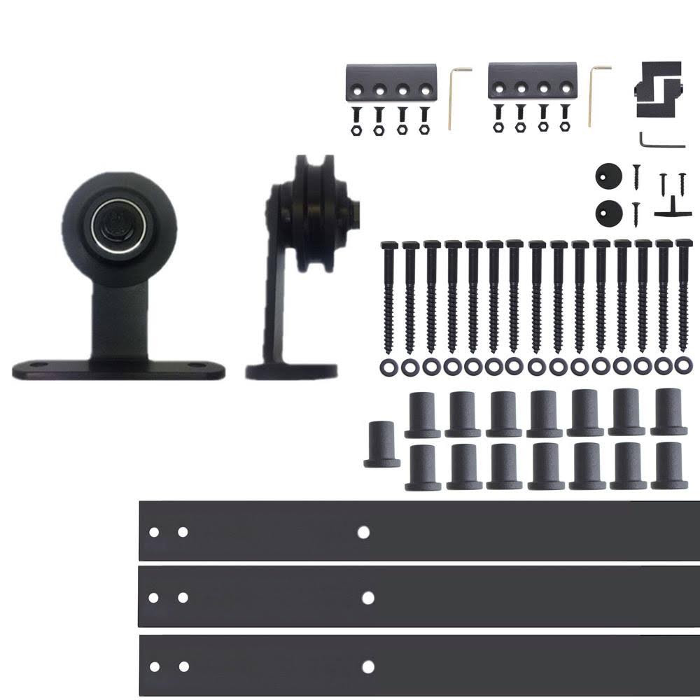 Black 18 ft. Sliding Barn Door Hardware Kit X9723