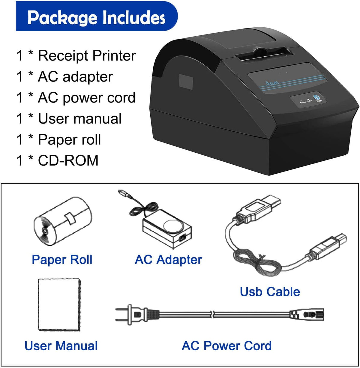 3'1/8 Direct Thermal Receipt Printer 80mm USB POS Printer Y27729