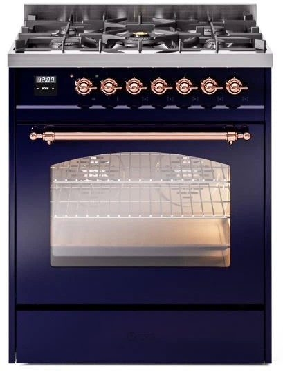 Blue Dual Fuel Natural Gas Range with Copper Trim G88228
