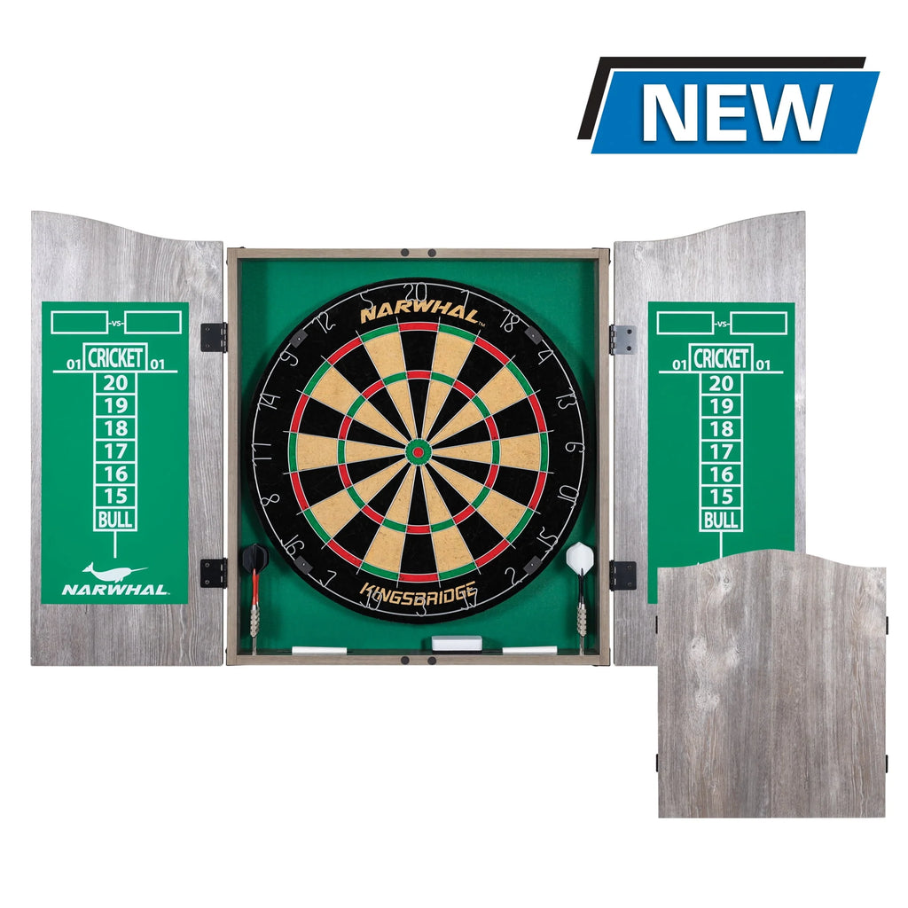 18 in Dartboard and Cabinet Set with 6 Steel Tip Darts H16803