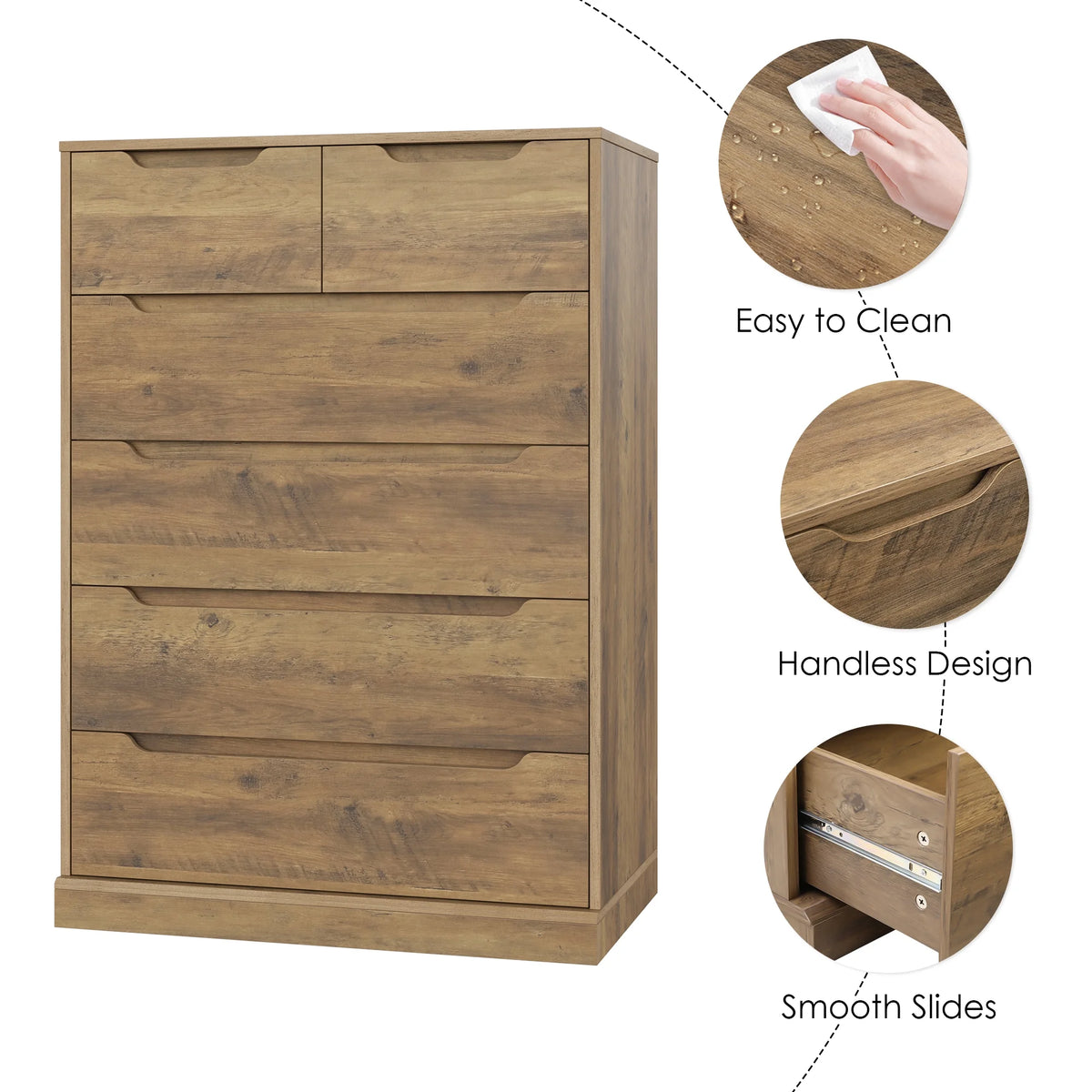 White 6 Drawer Wood Dresser Y33672