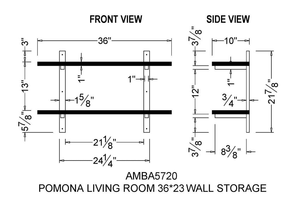 36"W Metal and Solid Wood Wall Shelf G57430
