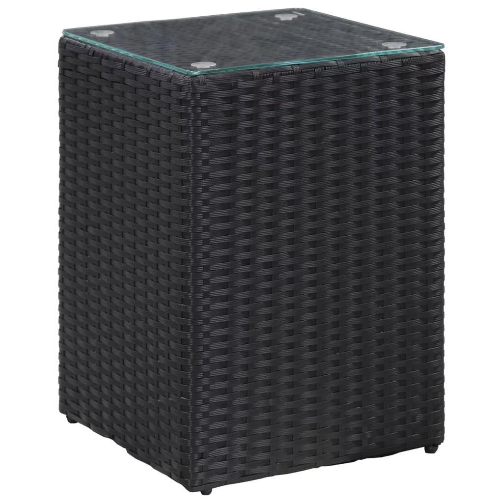 Black Glass Poly Rattan Side Table Z7500