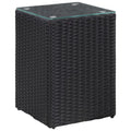 Black Glass Poly Rattan Side Table Z7500