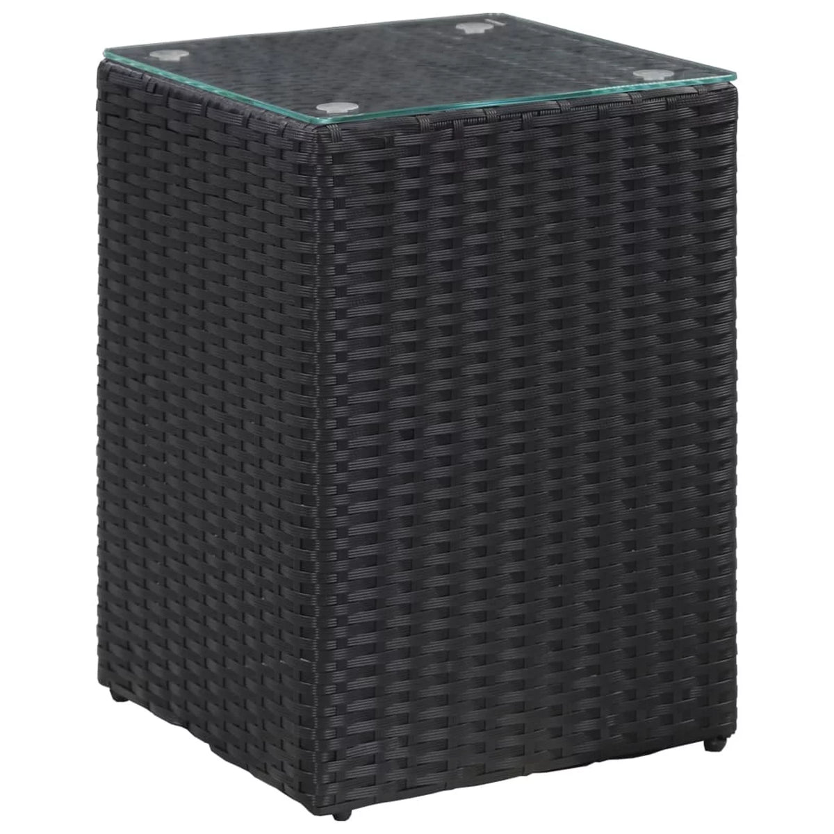 Black Glass Poly Rattan Side Table Z7500
