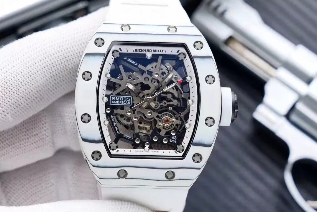 White Dial White Bezel White Rubber Strap Watch X3248