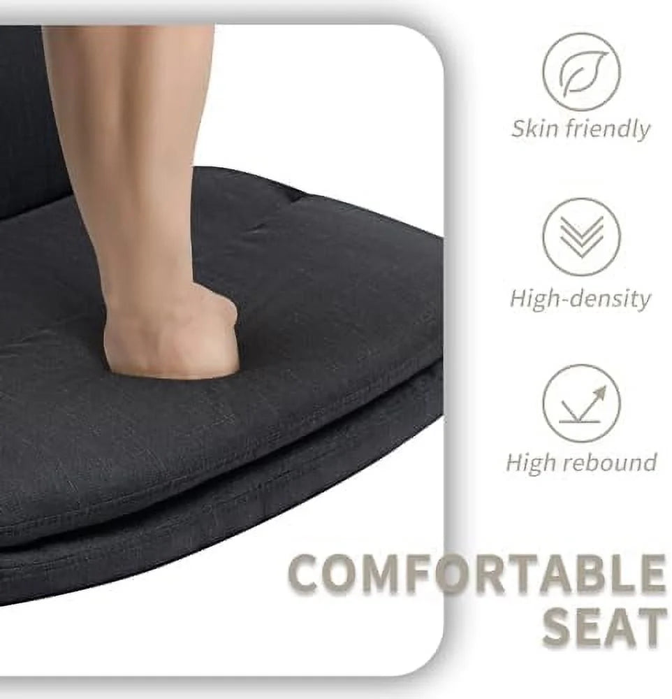 Black Armless Fabric Office Chair with Wheels D42779