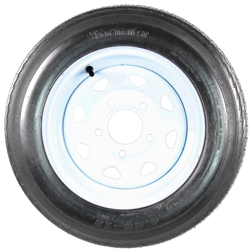 2-Pk Trailer Tire On Rim 480-12 4.80-12 12 LRB 5 Hole White Spoke Wheel D288