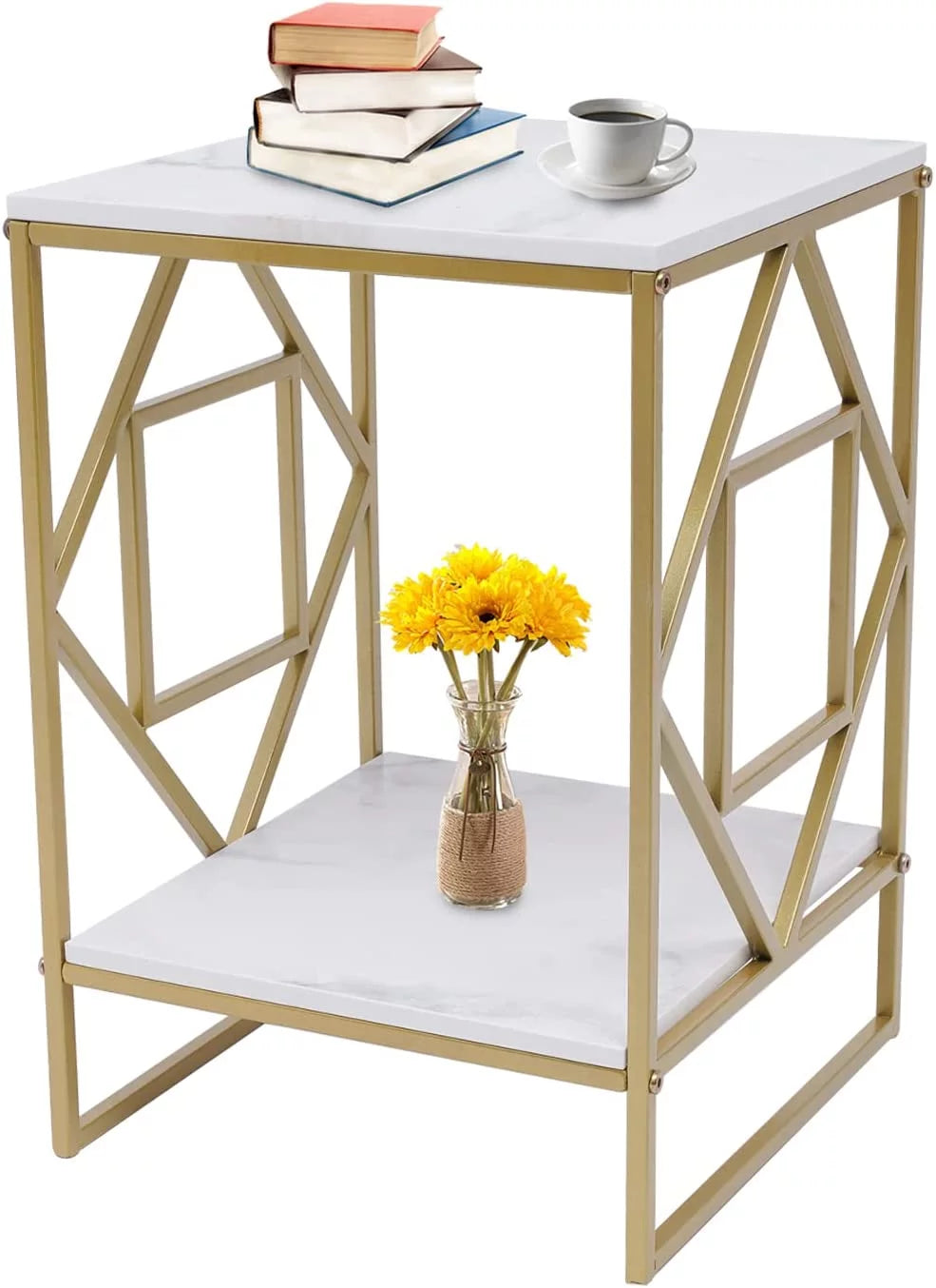 2-Tier Metal Nightstands with Storage Shelf M943576