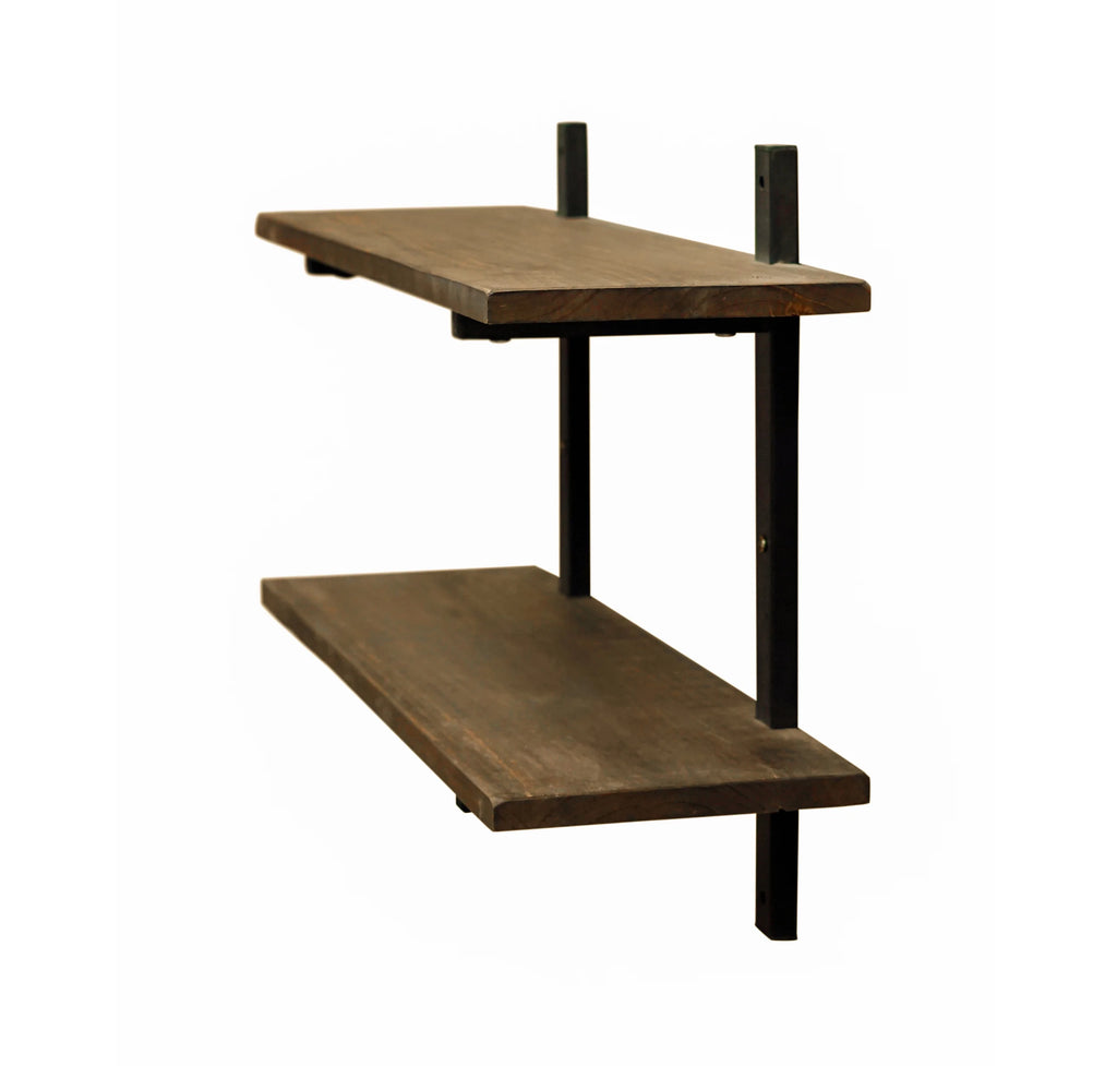 36"W Metal and Solid Wood Wall Shelf G57430
