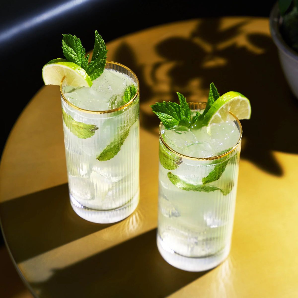 Set of 2 15oz Gold Rimmed Highball Glasses M939316