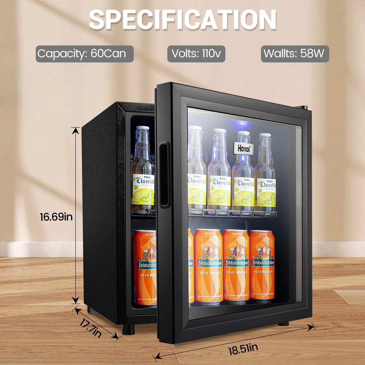 62-Can Beverage Refrigerator and Cooler with Glass Door Z7637