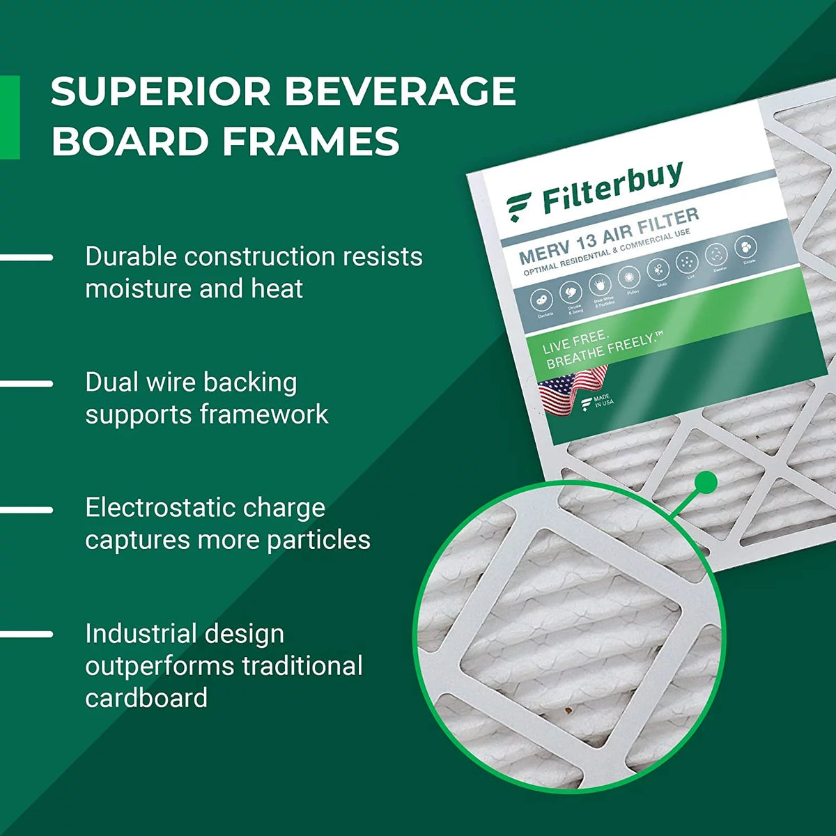 20x25x5 MERV 13 Pleated HVAC Air Filters 4-Pack T494