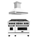48 In. Dual Fuel Range and Range Hood with White Matte Door M8006