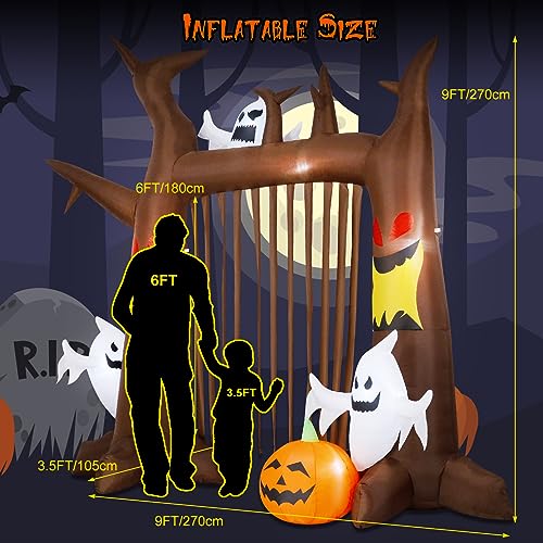 8FT Halloween Inflatable Dead Tree with Ghosts & Pumpkins X9967