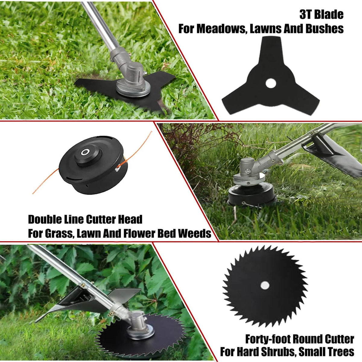 58cc Gas Powered 4-in-1 String Trimmer with 4 Detachable Head Q892