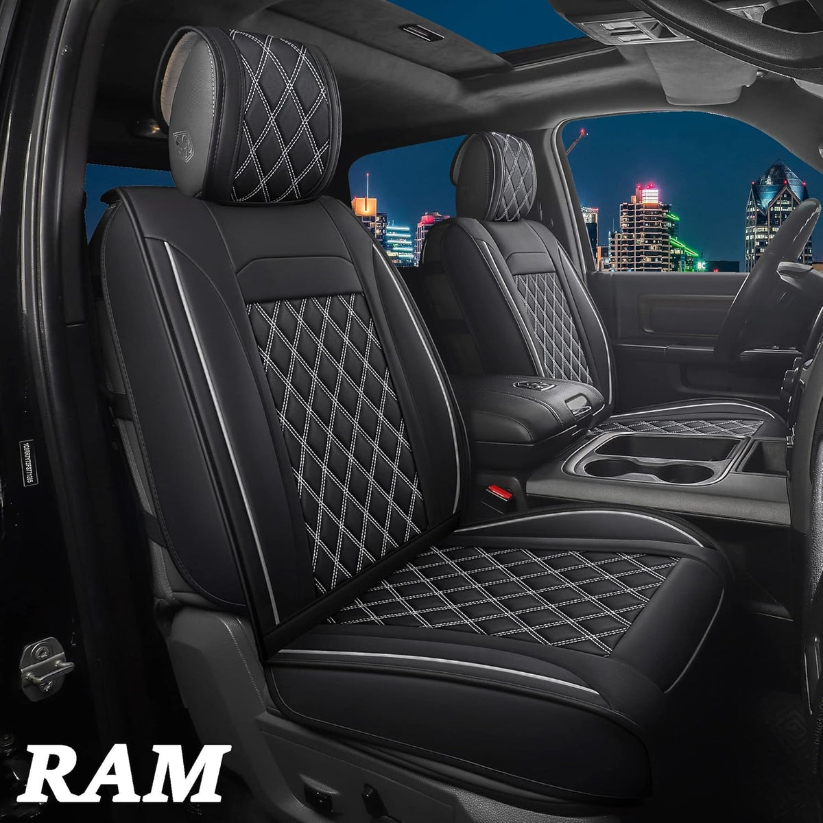 Waterproof Synthetic Leather Seat Covers 5PCS Full Set Black Brown A5635