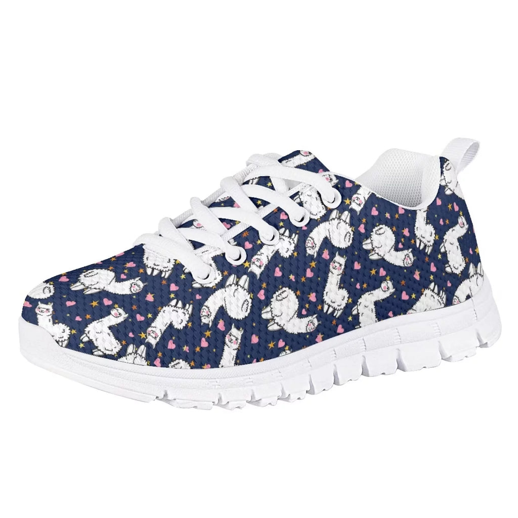 Sneakers for Girls Cartoon Alpaca Print Low Top Lace Up Size 4 Y950990