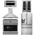 36 Electric Range, Range Hood, Refrigerator, Microwave and Wine Cooler G531