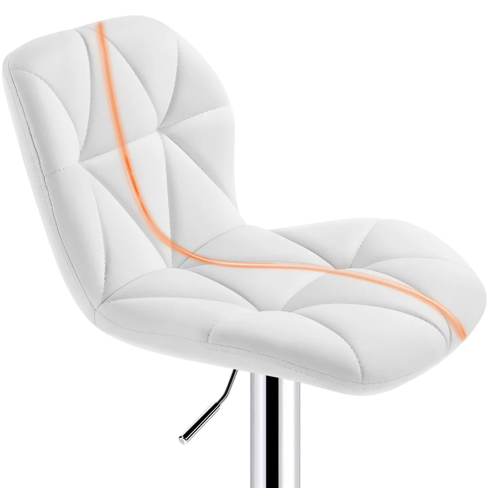 Adjustable White PU Leather Swivel Bar Stools with Backrest W72969