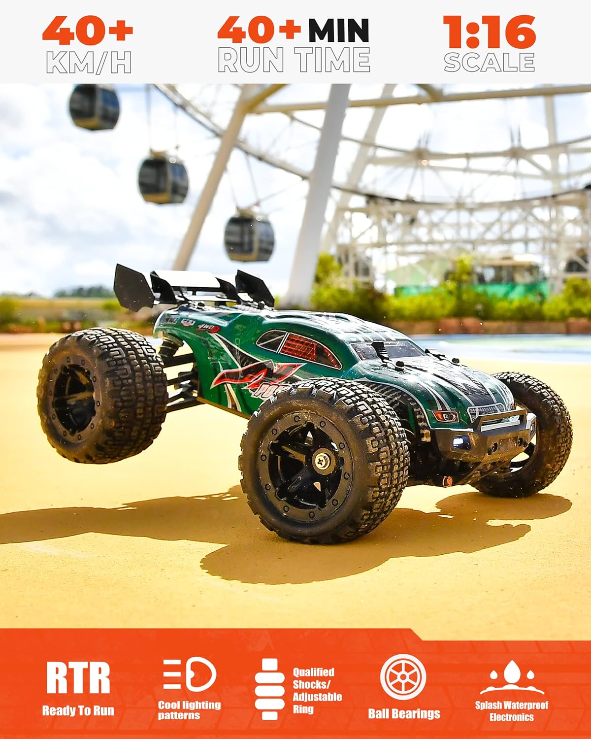 1:16 Scale 4WD Remote Control Monster Truck with 2 Rechargeable Batteries S515