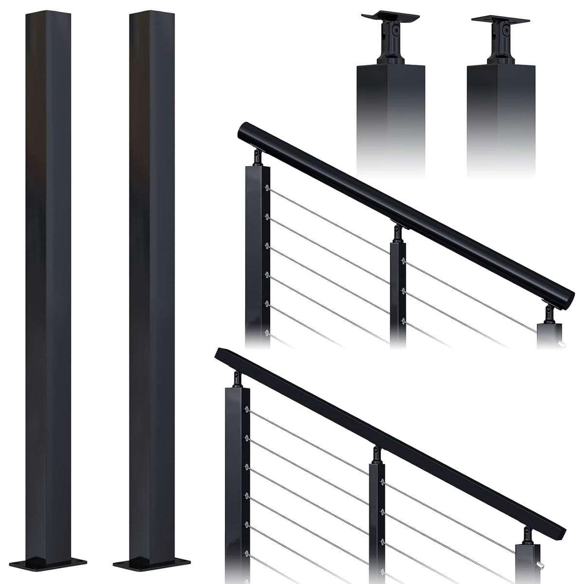 2 Pack Un-drilled Stainless Steel Cable Railing Post O695