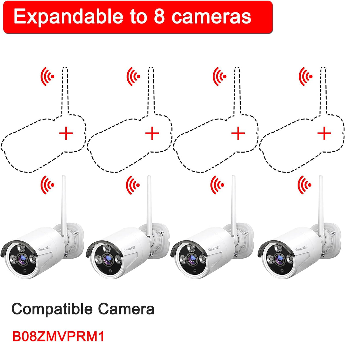 Wireless 8CH 1080P Security Camera System with 4 Weatherproof IP Cameras J432